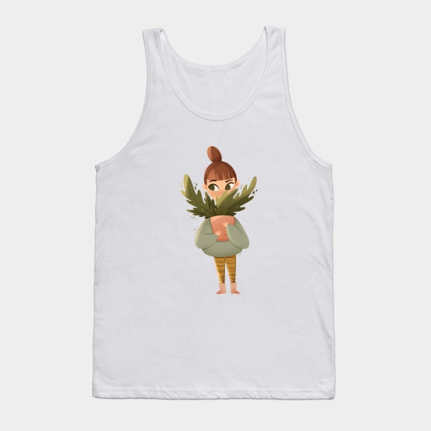Girl with a plant Tank Top by Karmina Art